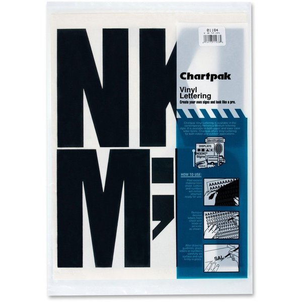 Chartpak Letters, Vinyl, 6"", Blk 38PK CHA01184